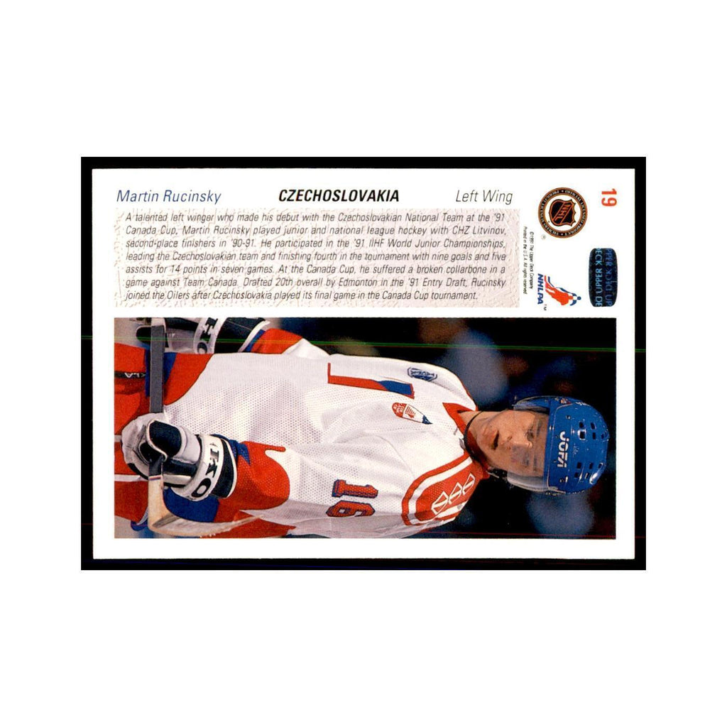 1991 Upper Deck Martin Rucinsky Hockey Cards #19