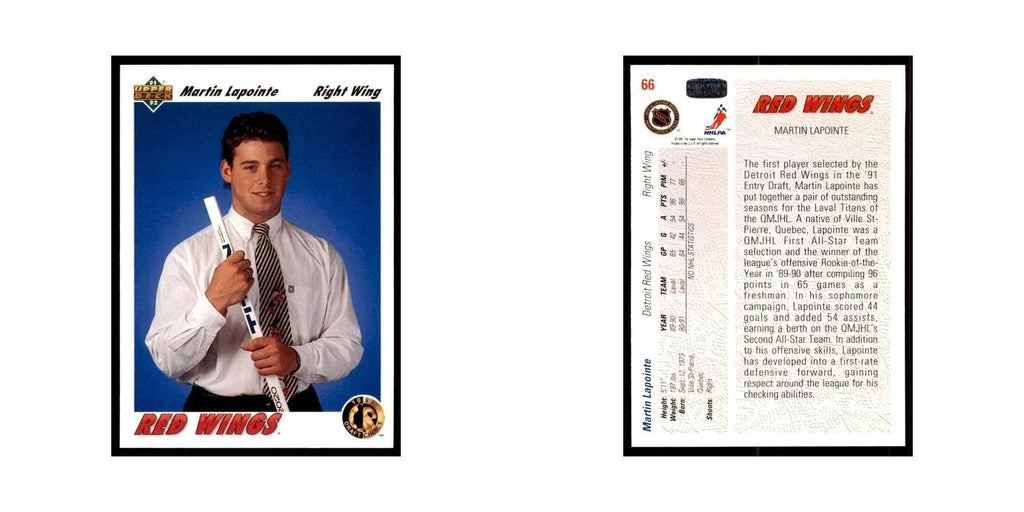 1991 Upper Deck Martin Lapointe Hockey Cards #66