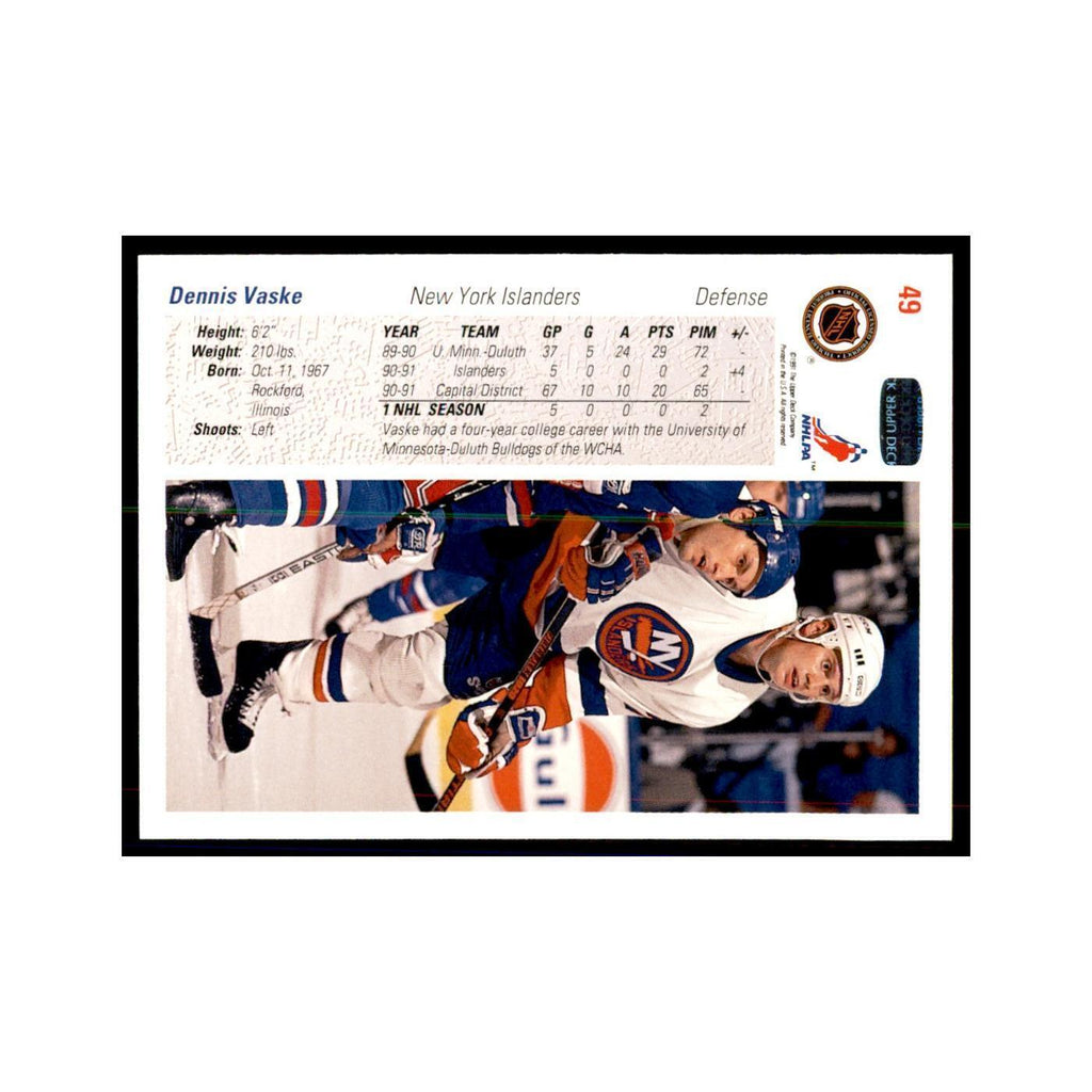 1991 Upper Deck Dennis Vaske Hockey Cards #49