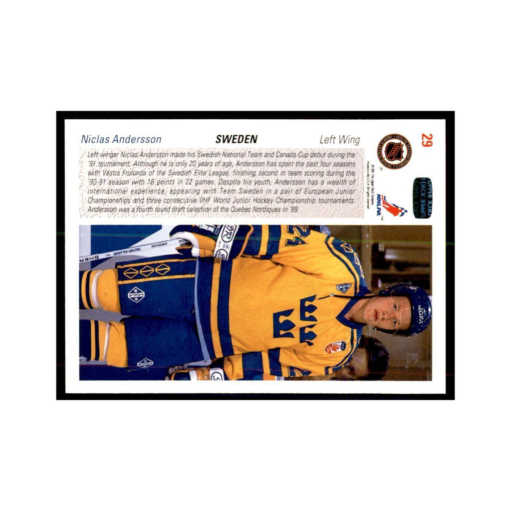 1991 Upper Deck Niklas Andersson Hockey Cards #29