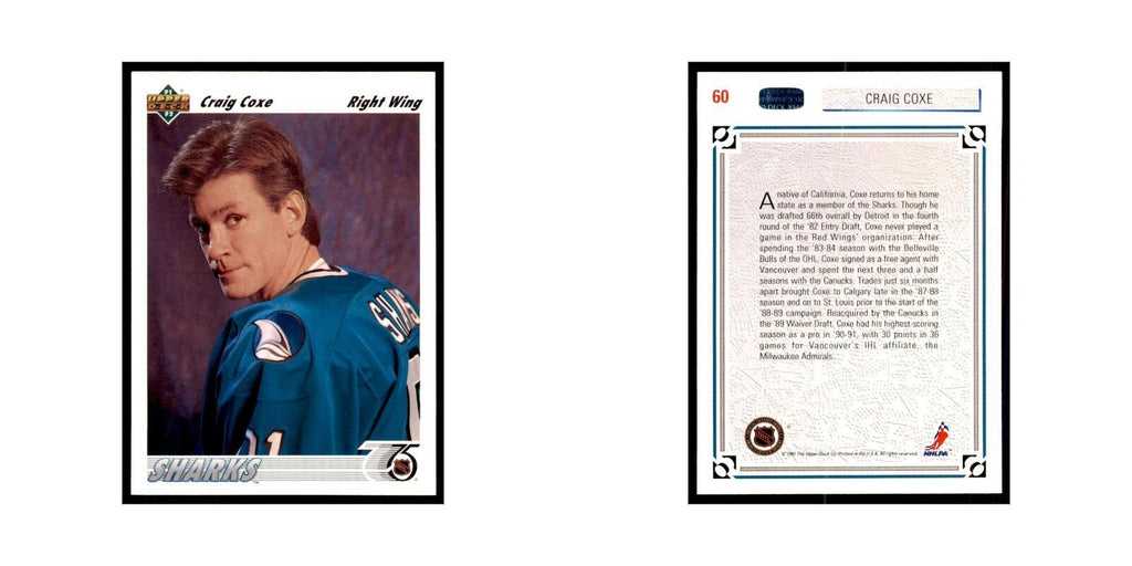 1991 Upper Deck Craig Coxe Hockey Cards #60