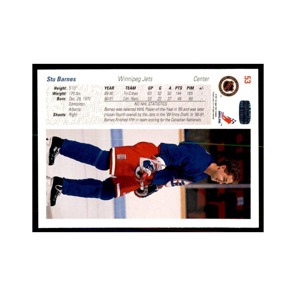 1991 Upper Deck Stu Barnes Hockey Cards #53