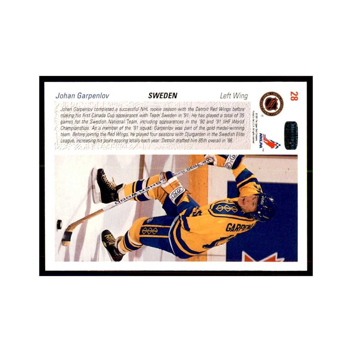 1991 Upper Deck Johan Garpenlov Hockey Cards #28
