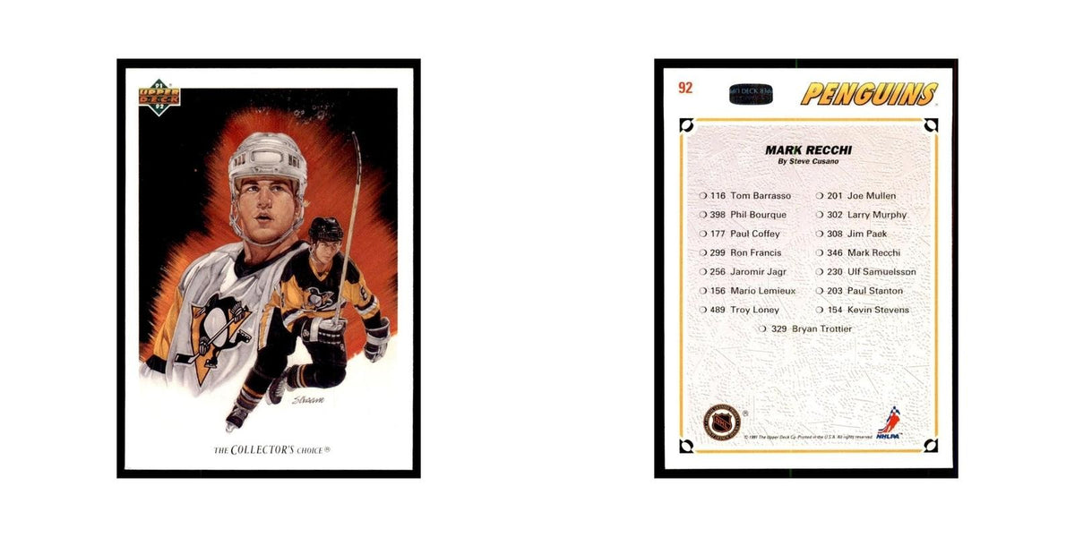 1991 Upper Deck Mark Recchi Hockey Cards #92