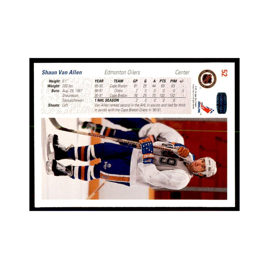 1991 Upper Deck Shaun Van Allen Hockey Cards #52