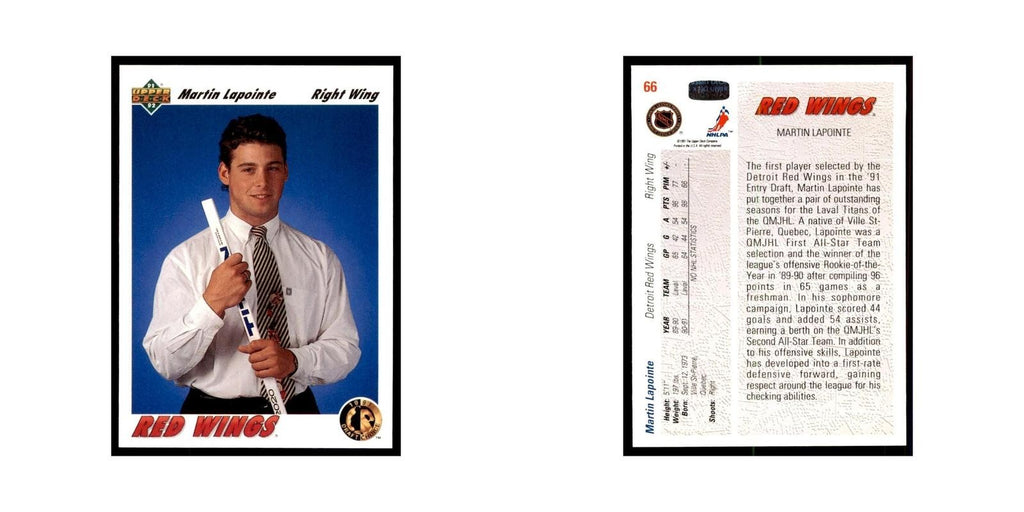 1991 Upper Deck Martin Lapointe Hockey Cards #66