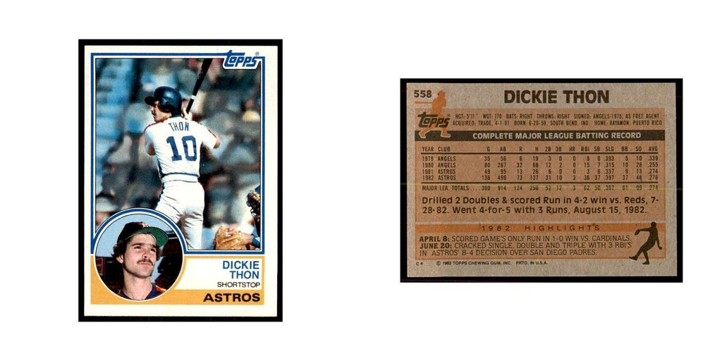 1983 Topps Dickie Thon Baseball Cards #558