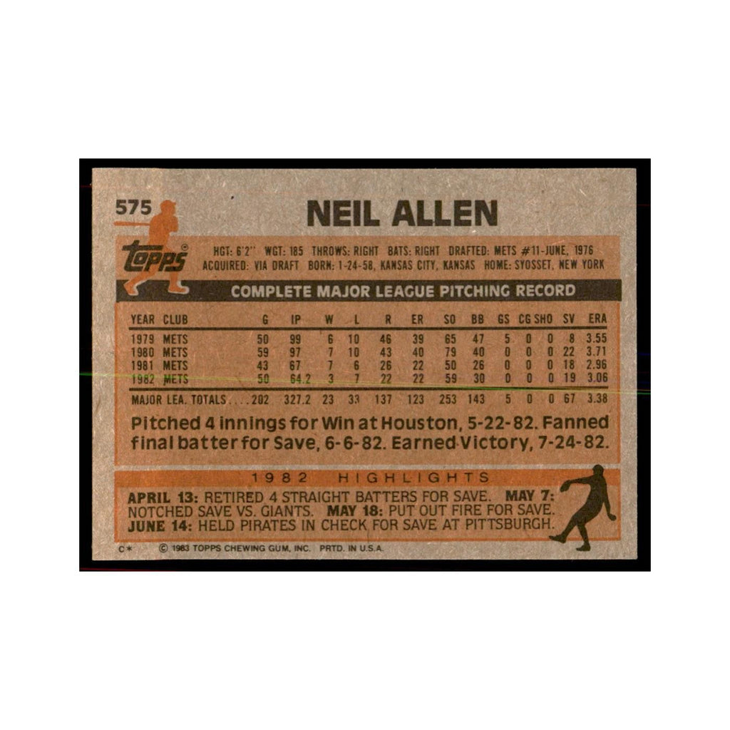 1983 Topps Neil Allen Baseball Cards #575