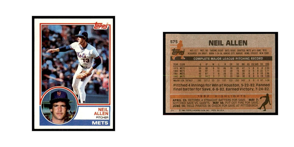 1983 Topps Neil Allen Baseball Cards #575