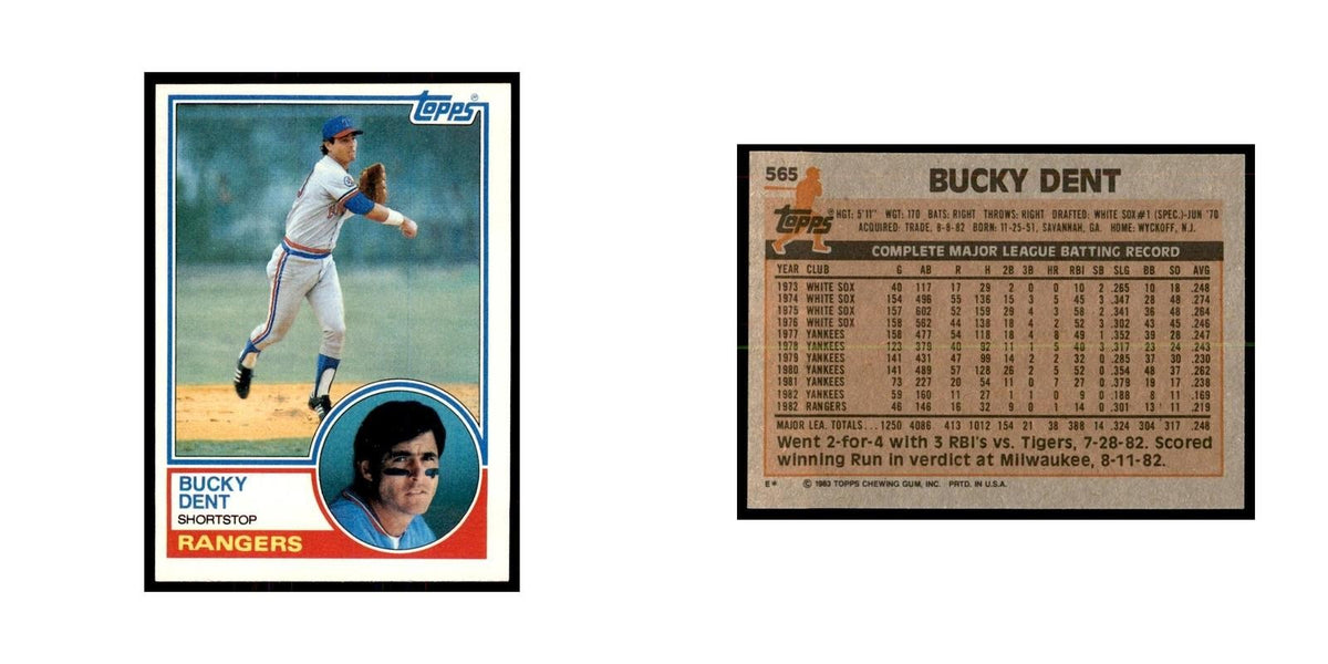 1983 Topps Bucky Dent Baseball Cards #565
