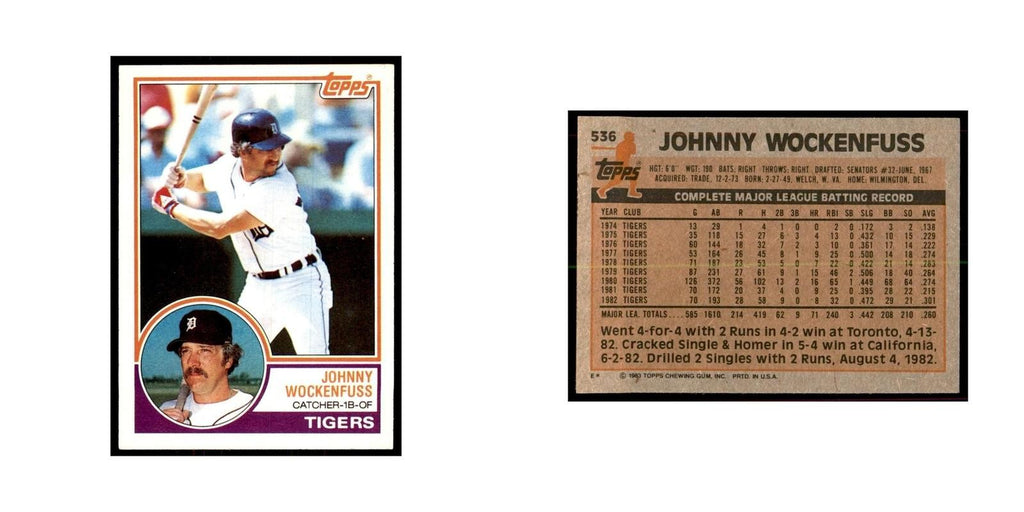 1983 Topps Johnny Wockenfuss Baseball Cards #536
