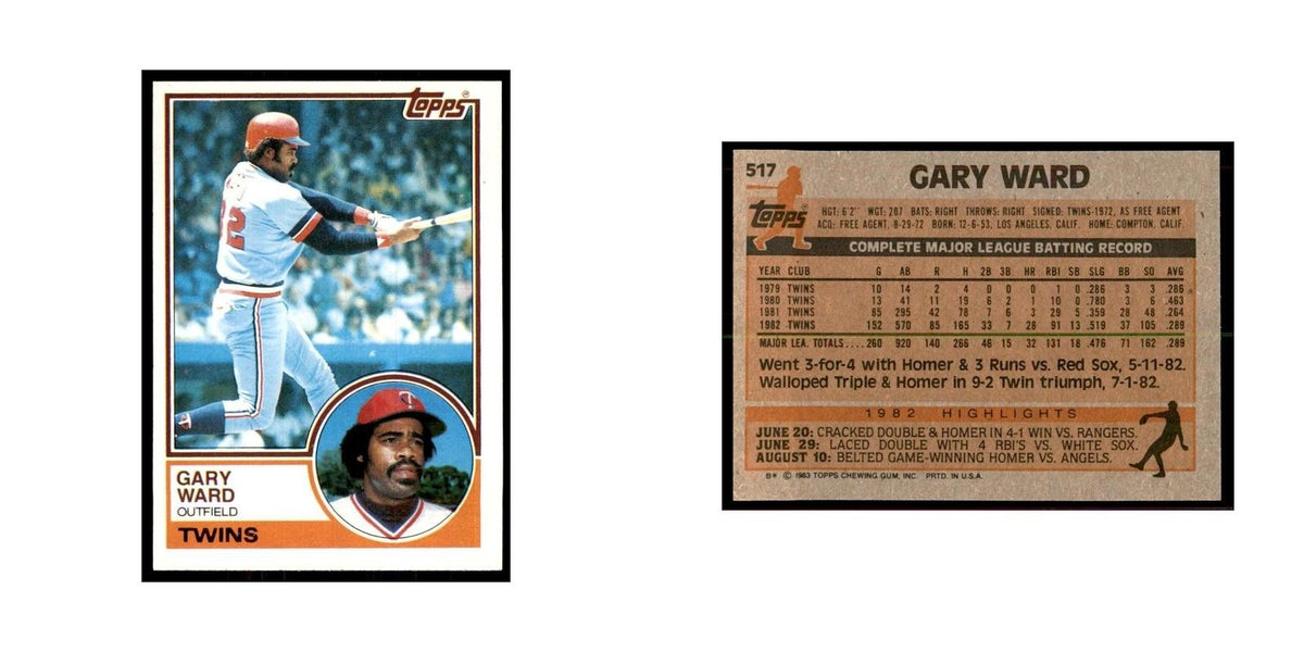 1983 Topps Gary Ward Baseball Cards #517