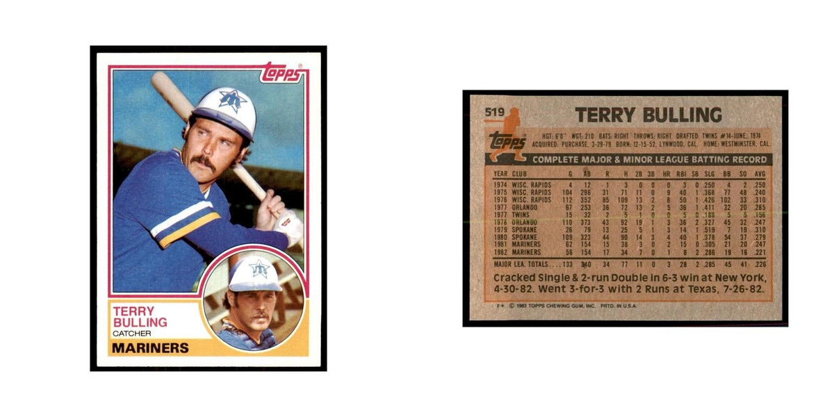 1983 Topps Terry Bulling Baseball Cards #519