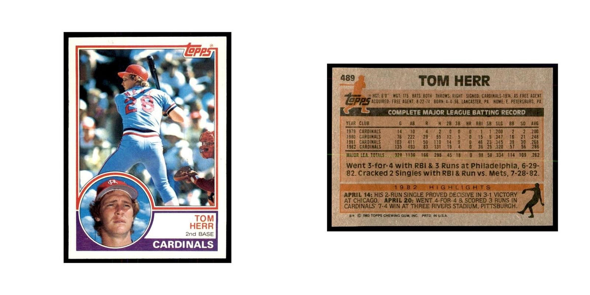 1983 Topps Tom Herr Baseball Cards #489