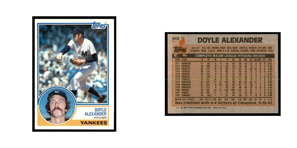 1983 Topps Doyle Alexander Baseball Cards #512