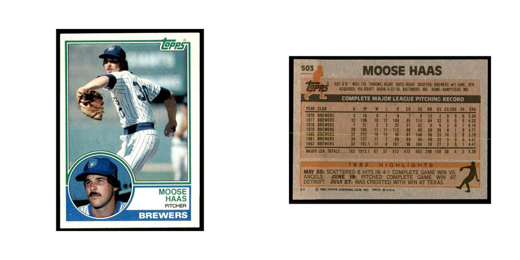 1983 Topps Moose Haas Baseball Cards #503