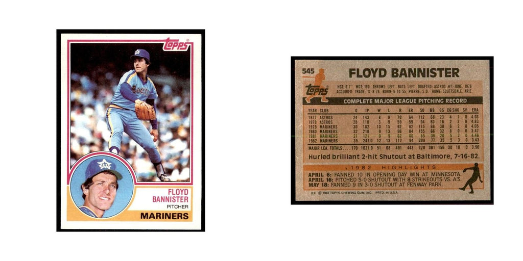 1983 Topps Floyd Bannister Baseball Cards #545