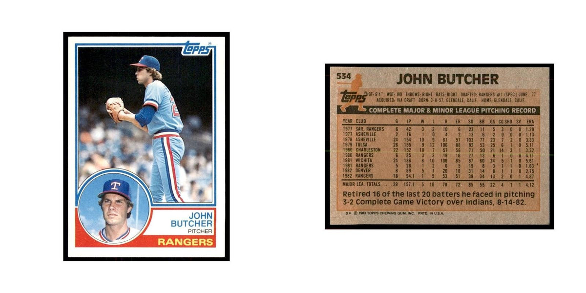 1983 Topps John Butcher Baseball Cards #534