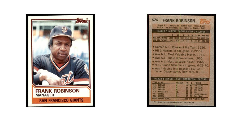 1983 Topps Frank Robinson Baseball Cards #576