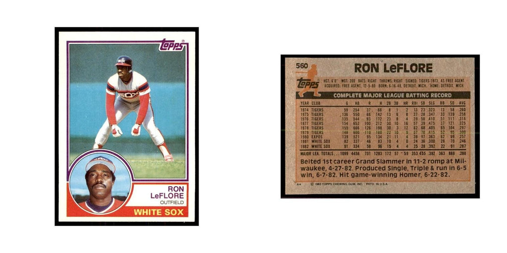 1983 Topps Ron LeFlore Baseball Cards #560