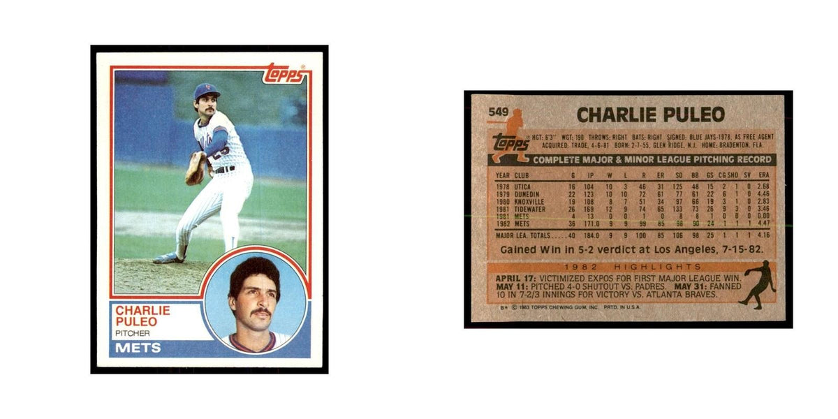 1983 Topps Charlie Puleo Baseball Cards #549