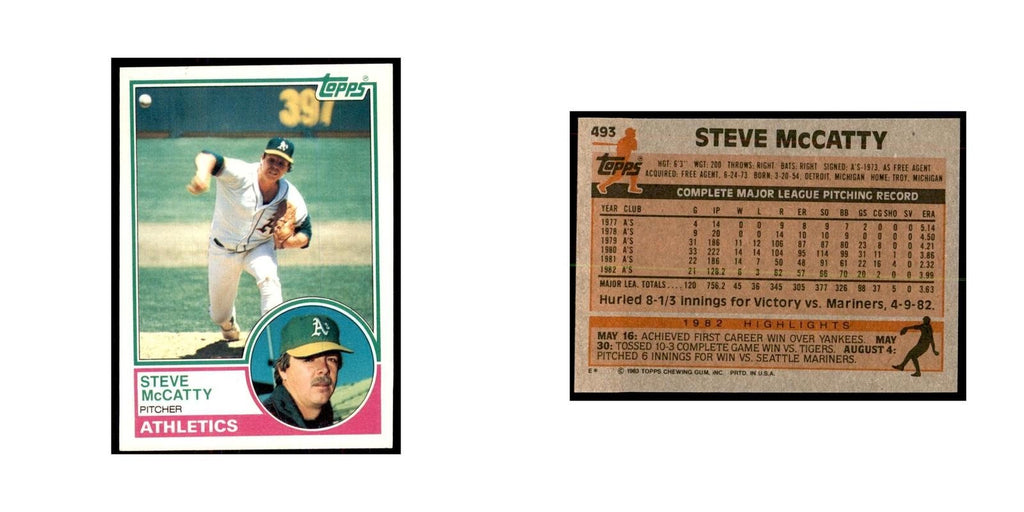 1983 Topps Steve McCatty Baseball Cards #493