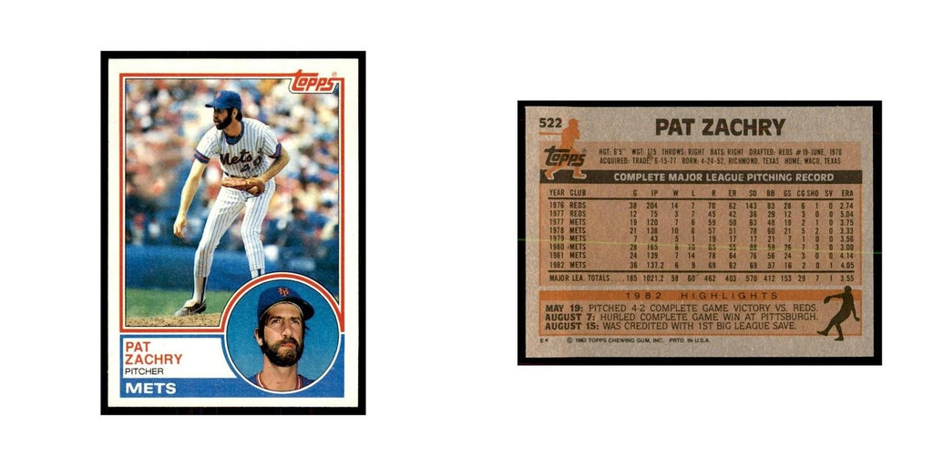 1983 Topps Pat Zachry Baseball Cards #522