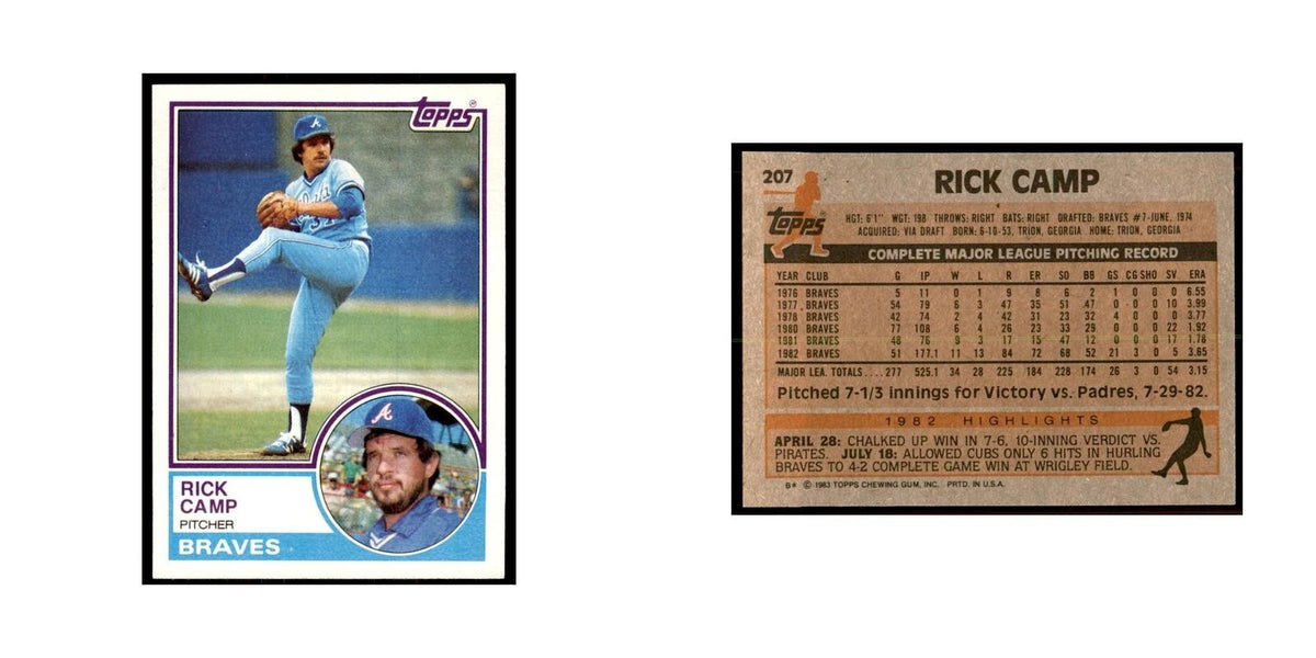 1983 Topps Rick Camp Baseball Cards #207