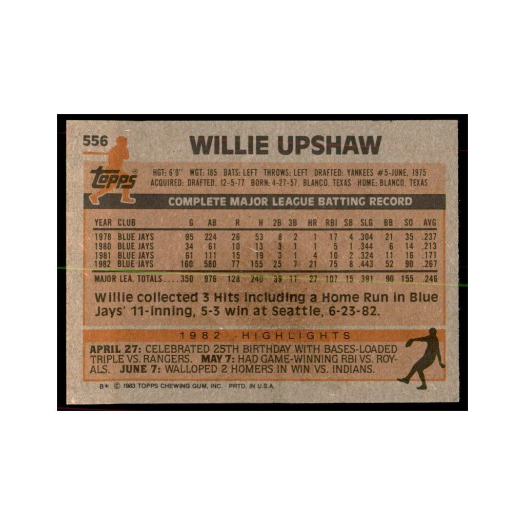 1983 Topps Willie Upshaw Baseball Cards #556