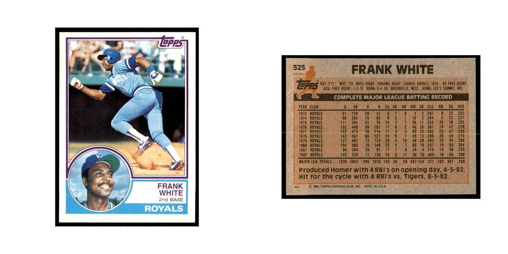 1983 Topps Frank White Baseball Cards #525