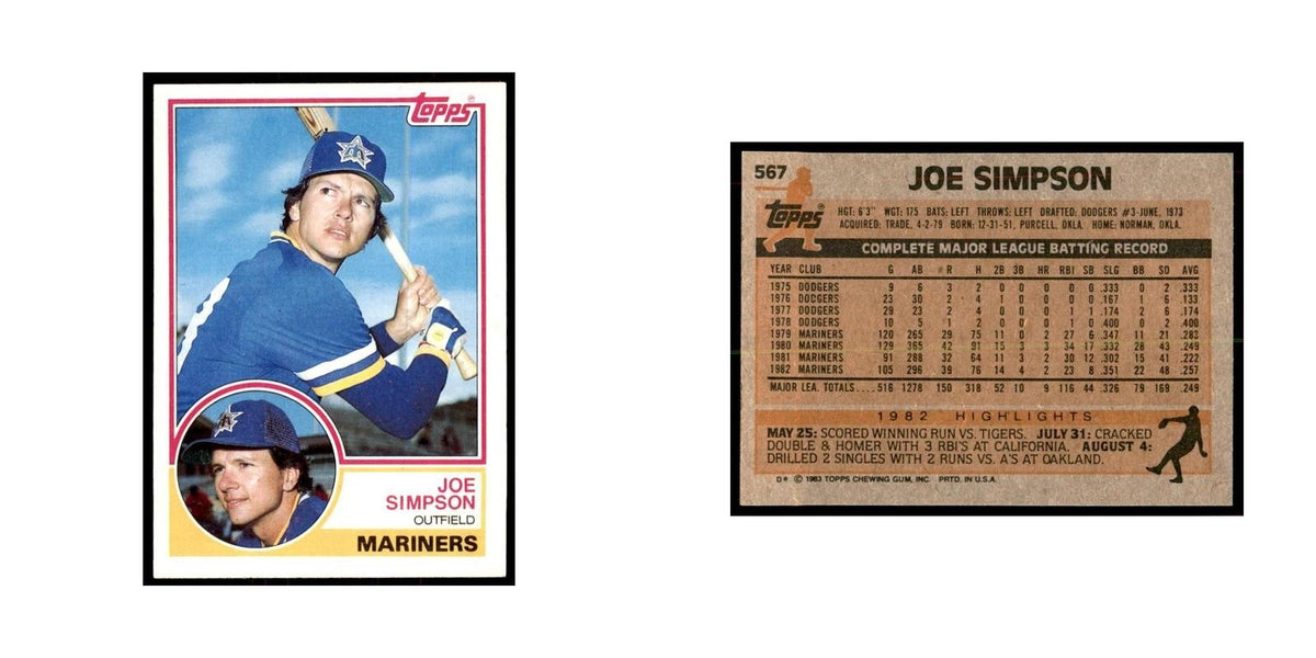 1983 Topps Joe Simpson Baseball Cards #567