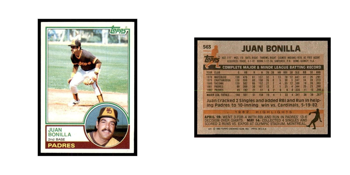1983 Topps Juan Bonilla Baseball Cards #563