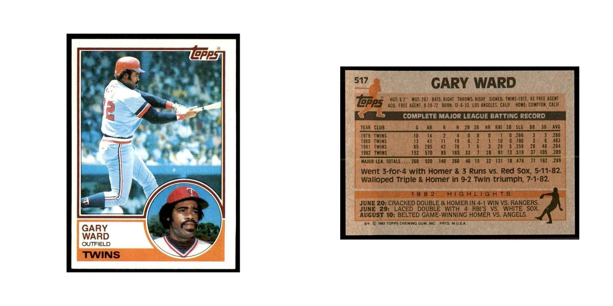 1983 Topps Gary Ward Baseball Cards #517