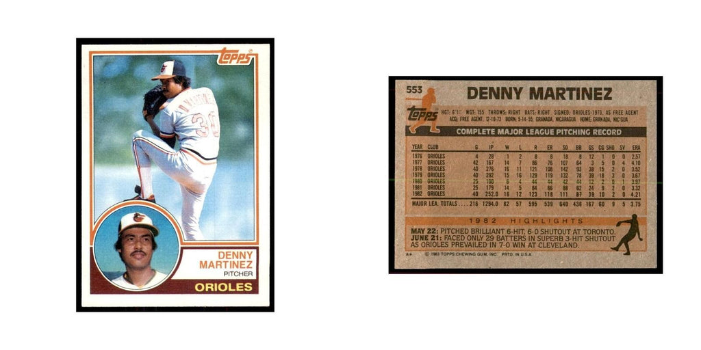 1983 Topps Denny Martinez Baseball Cards #553