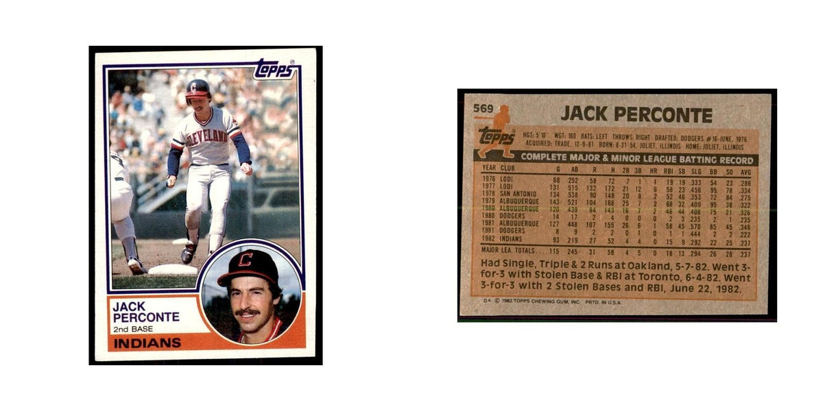 1983 Topps Jack Perconte Baseball Cards #569