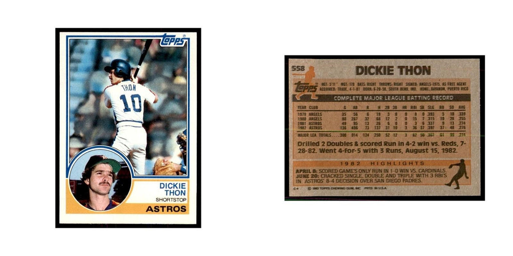 1983 Topps Dickie Thon Baseball Cards #558