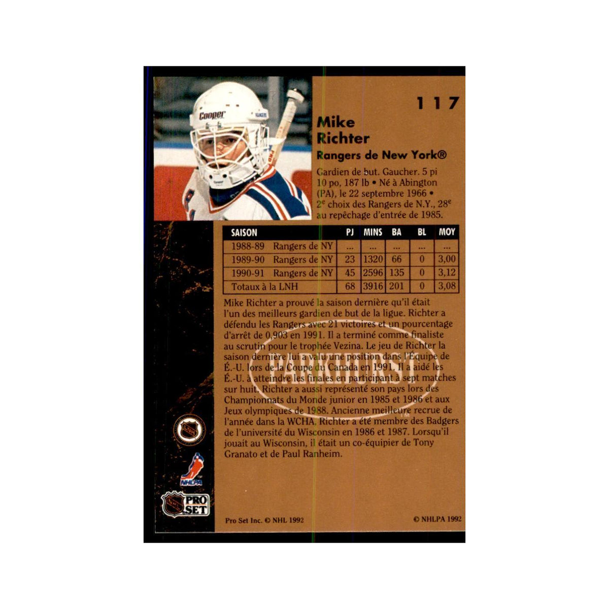 1991 Parkhurst French Mike Richter Hockey Cards #117