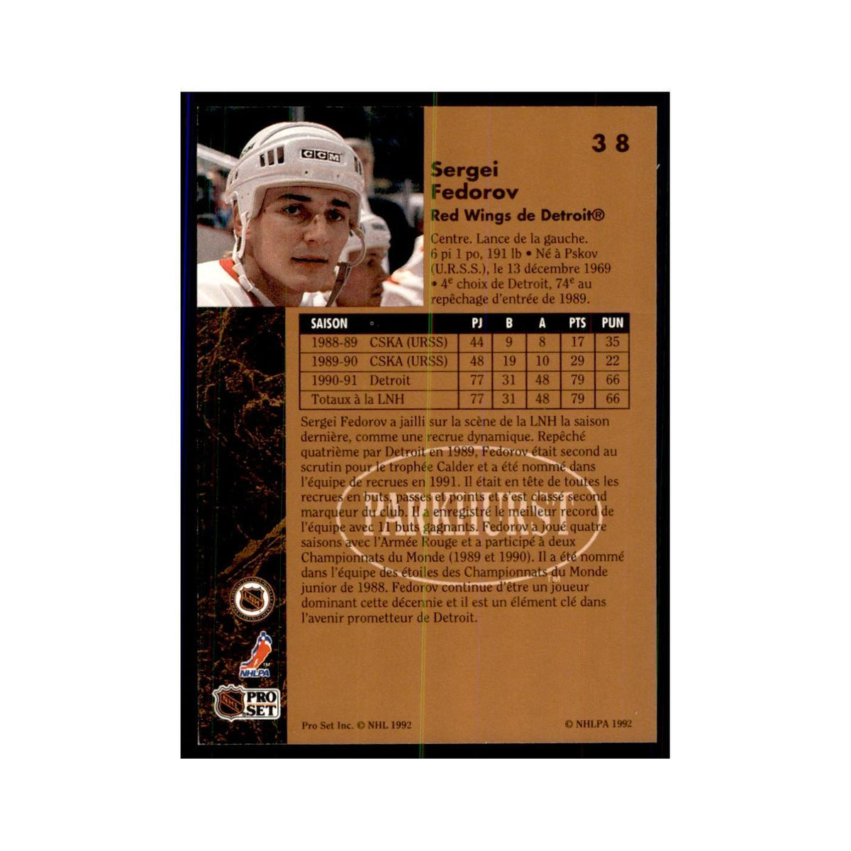 1991 Parkhurst French Sergei Fedorov Hockey Cards #38
