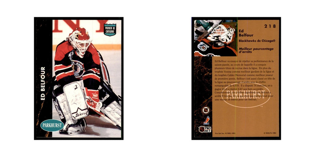 1991 Parkhurst French Ed Belfour Hockey Cards #218