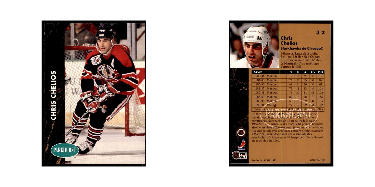1991 Parkhurst French Chris Chelios Hockey Cards #32