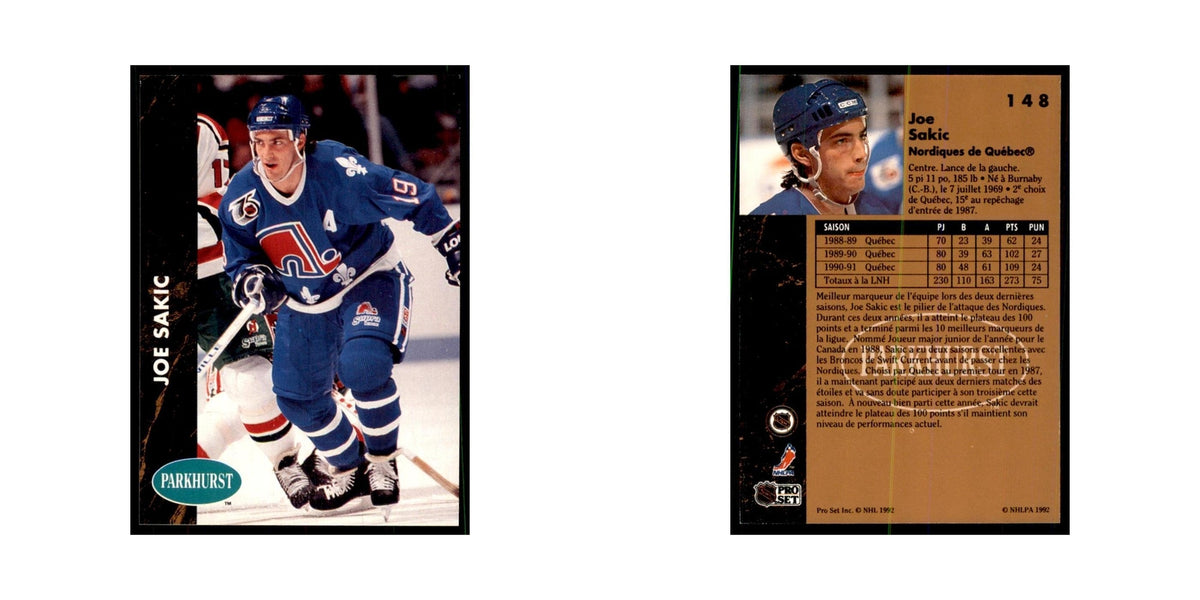 1991 Parkhurst French Joe Sakic Hockey Cards #148