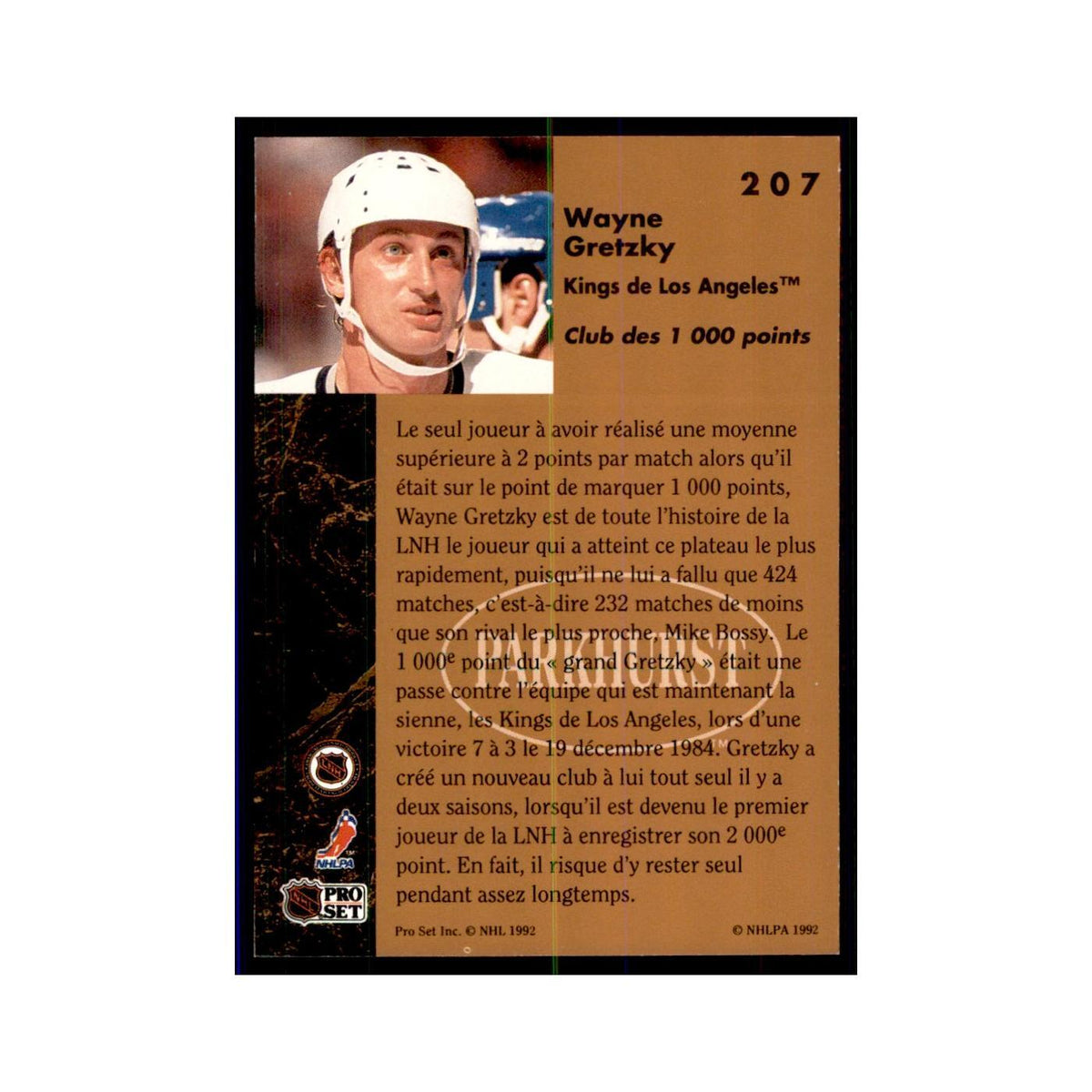 1991 Parkhurst French Wayne Gretzky Hockey Cards #207