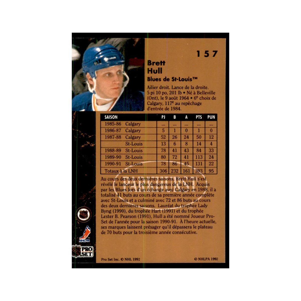 1991 Parkhurst French Brett Hull Hockey Cards #157