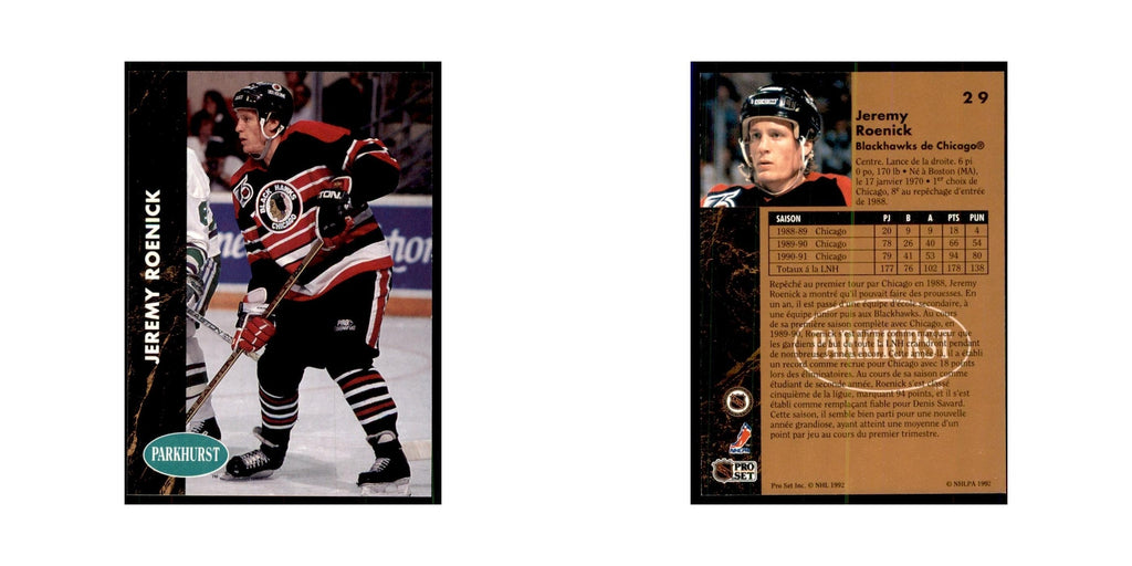 1991 Parkhurst French Jeremy Roenick Hockey Cards #29