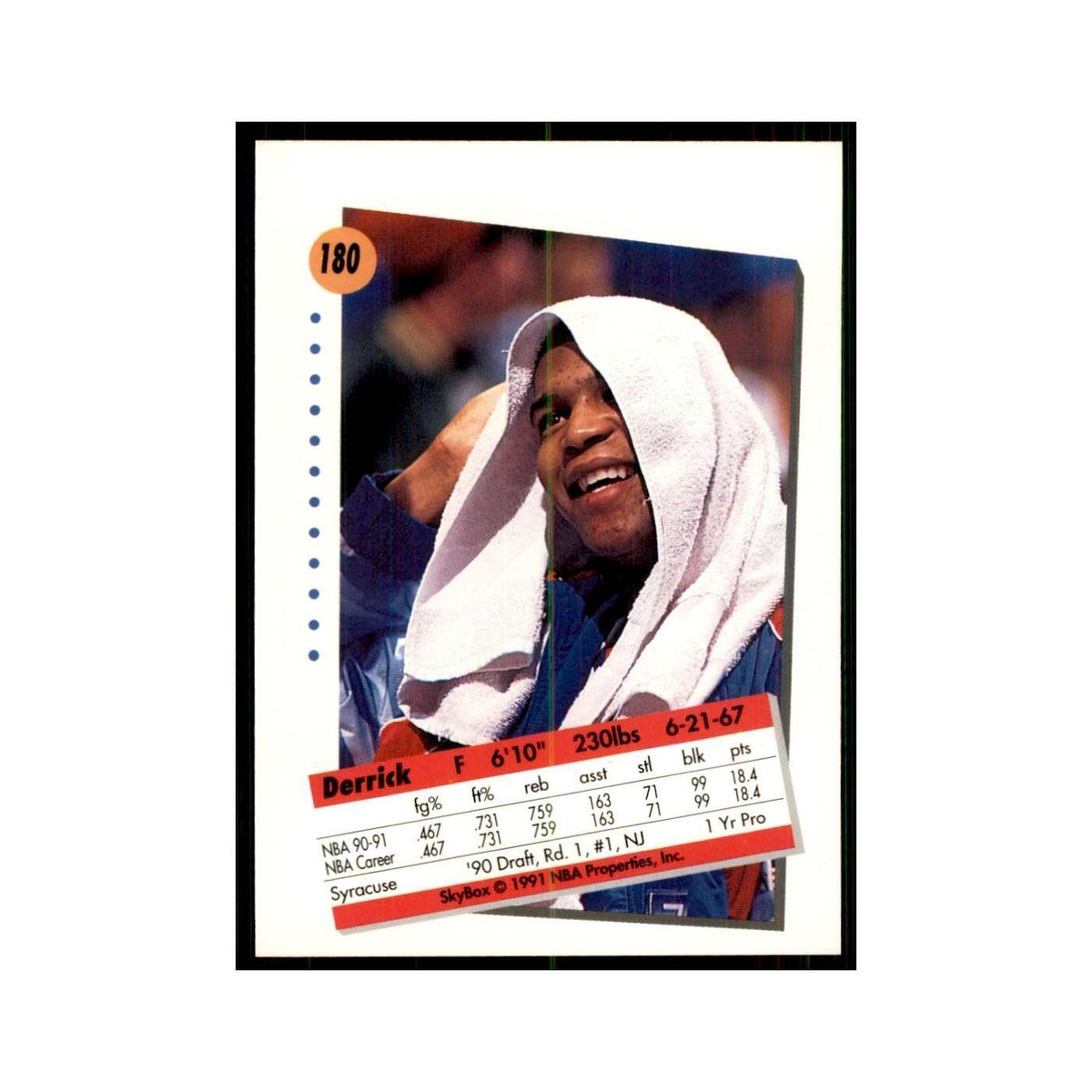 1991 SkyBox Derrick Coleman Basketball Cards #180