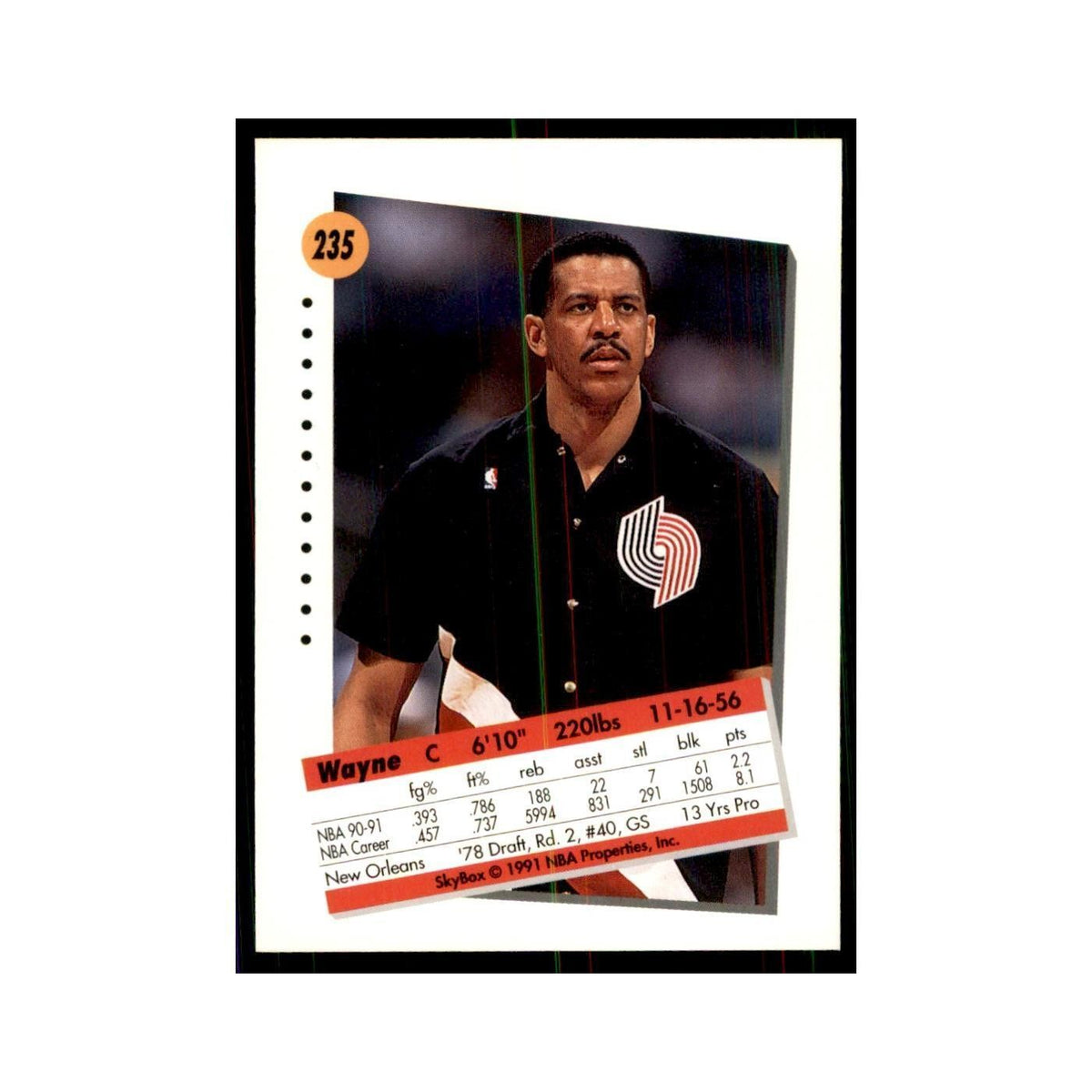 1991 SkyBox Wayne Cooper Basketball Cards #235