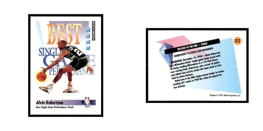 1991 SkyBox Alvin Robertson Basketball Cards #312