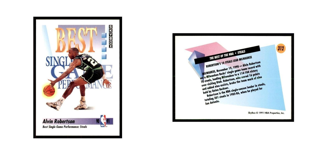 1991 SkyBox Alvin Robertson Basketball Cards #312