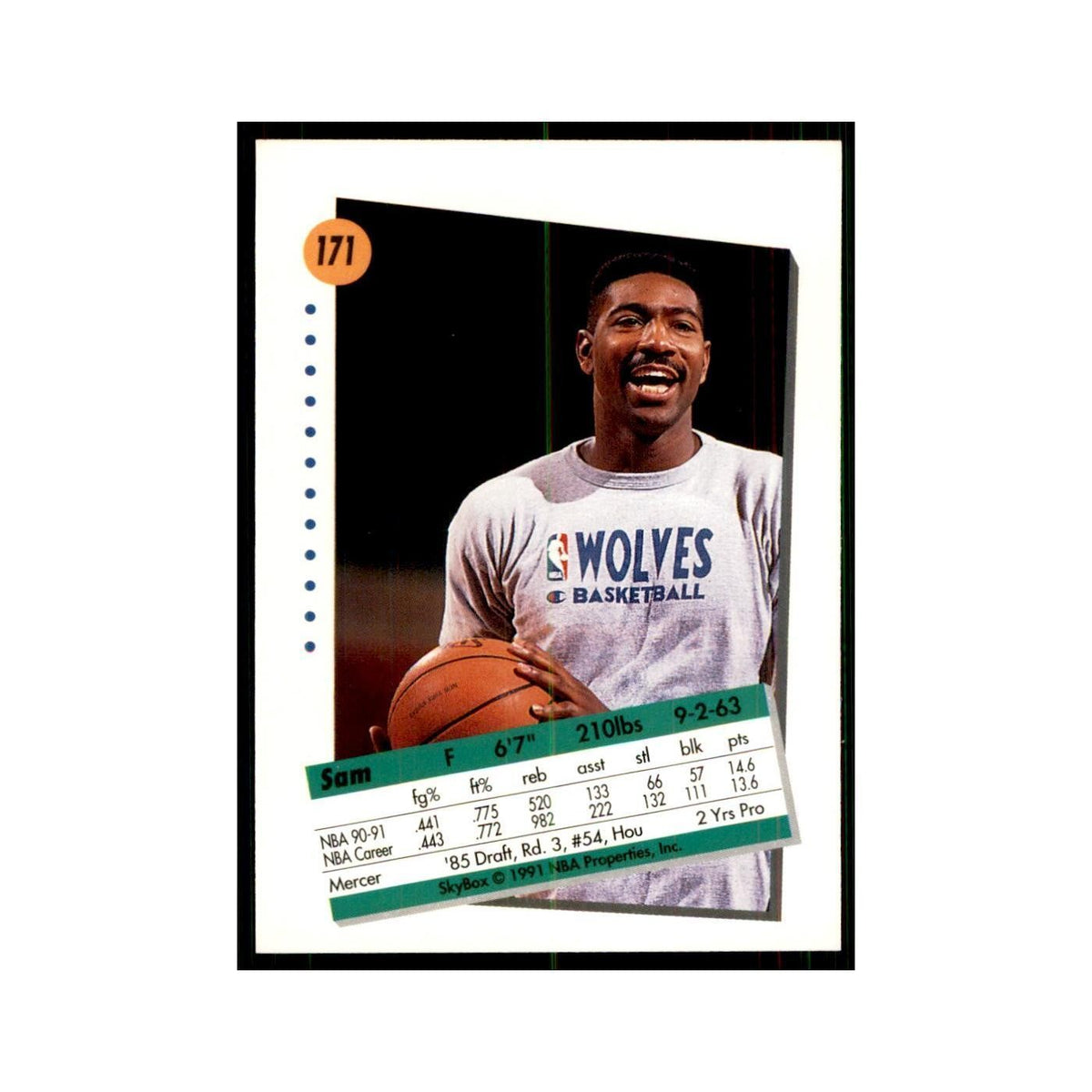 1991 SkyBox Sam Mitchell Basketball Cards #171