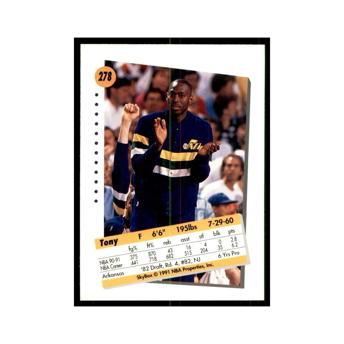 1991 SkyBox Tony Brown Basketball Cards #278